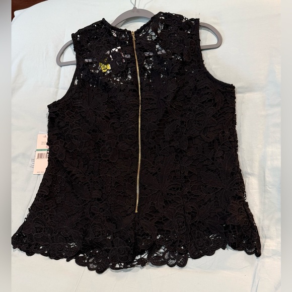 NANETTE LEPORE NWT Black Lace Sleeveless Blouse Top L - Picture 4 of 9